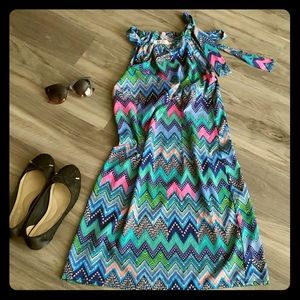 RETRO MULTI-COLORED STRAIGHT DRESS